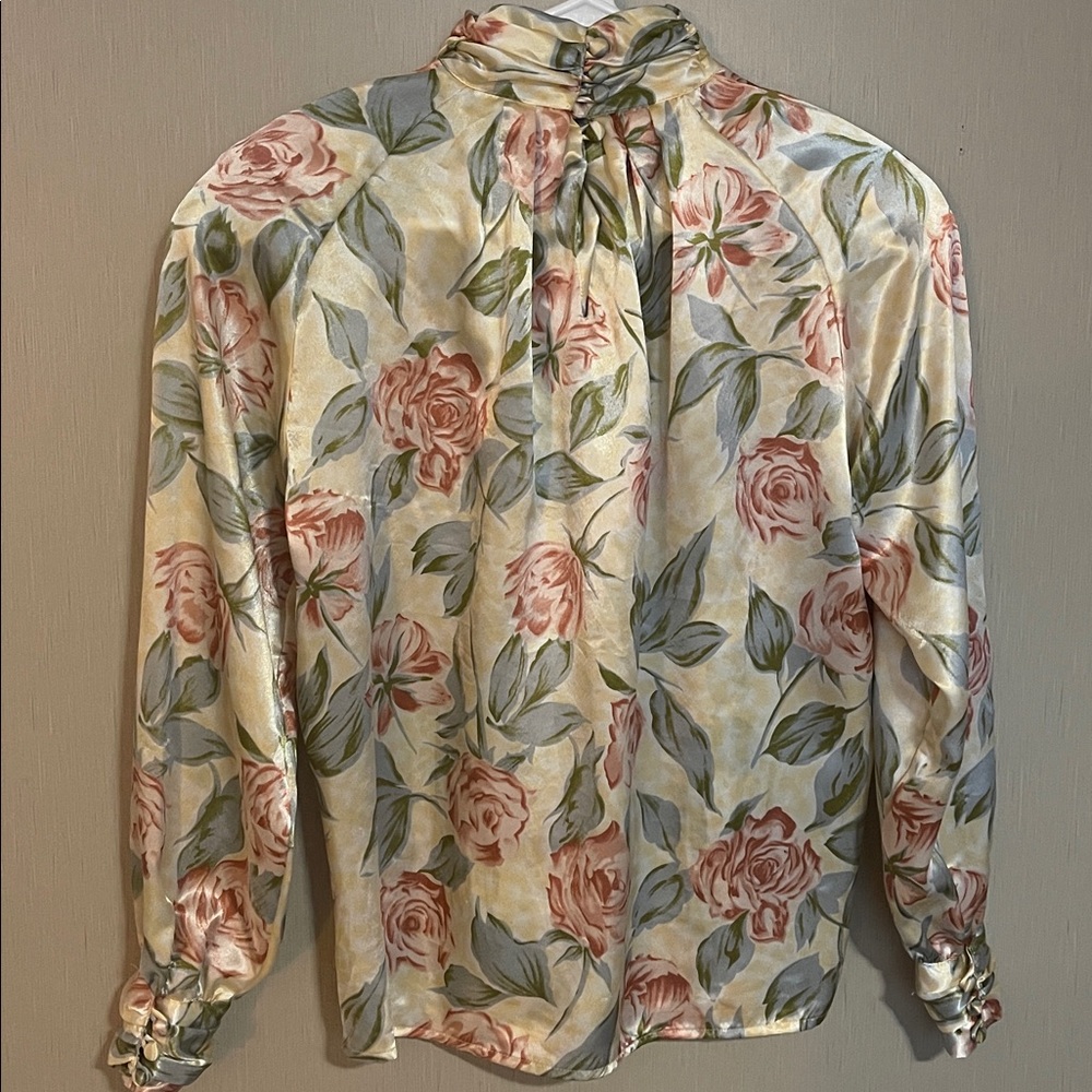 Tess Paris Milano sz 6 vintage floral grandma core high neck button blouse - Picture 5 of 6